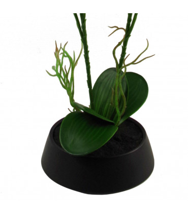 43cm Large Pink Yellow Artificial Orchid in Ceramic Planter