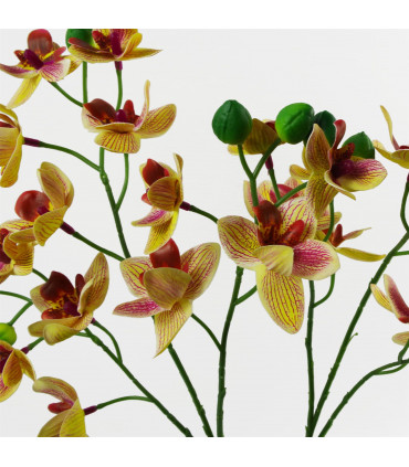 43cm Large Pink Yellow Artificial Orchid in Ceramic Planter