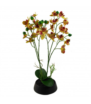 43cm Pink Yellow Artificial Orchid in Ceramic Planter
