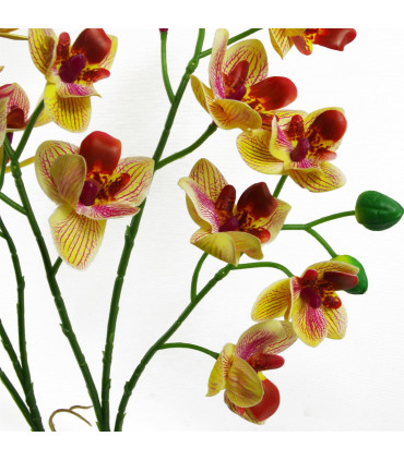 43cm Pink Yellow Artificial Orchid in Ceramic Planter