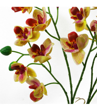 43cm Large Pink Yellow Artificial Orchid in Ceramic Planter