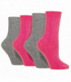 4PK - Wildfeet Cashmere Bed Socks (4-8 / Pink/Grey)