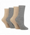 4PK - Wildfeet Cashmere Bed Socks (4-8 / Grey/Sand)