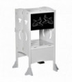 Kids Step Stool Toddler Kitchen Stool with Blackboard Lockable Handrail