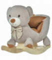 Kids Rocking Bear Plush Ride On Seat Sound Button Wood Base Seat Belt HOMCOM