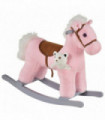 Kids Plush Ride-On Rocking Horse with Plush Toy Sound Handle Grip HOMCOM