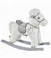 Kids Plush Ride-On Rocking Horse with Plush Toy Sound Handle Grip HOMCOM