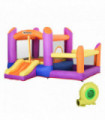 Bouncy Castle with Slide Pool House Inflatable w/ Blower Multi-color Outsunny