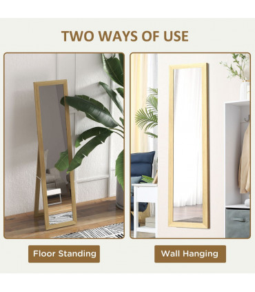 HOMCOM Full Length Mirror, Farmhouse Wall Mirror, Hanging & Freestanding