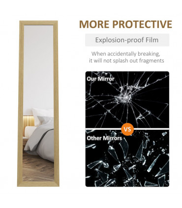 HOMCOM Full Length Mirror, Farmhouse Wall Mirror, Hanging & Freestanding