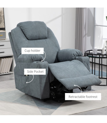 HOMCOM Lift Chair with Vibration Massage, Heat, Easy Assembly, Grey