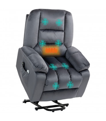 HOMCOM Lift Chair with Vibration Massage, Heat, Quick Assembly, Grey