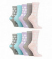 10PK - Wildfeet Jacquard Crew Socks (4-8 / Flowers Pastel)