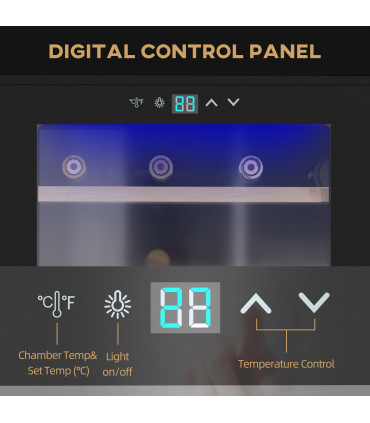 24 Bottles Wine Fridge with Glass Door Digital Touch Screen Control LED Light