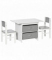 3 Pcs Kids Table & Chairs Set Toddler Furniture Storage Drawers