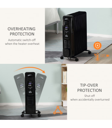 2720W Digital Oil Filled Radiator Portable Electric Heater with LED Display