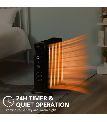 2720W Digital Oil Filled Radiator Portable Electric Heater with LED Display