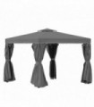 3 x 3m Gazebo Canopy 2 Tier Roof, Mosquito Net, Aluminum, Dark Grey