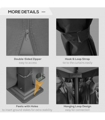 3 x 3m Gazebo Canopy 2 Tier Roof, Mosquito Net, Aluminum, Dark Grey