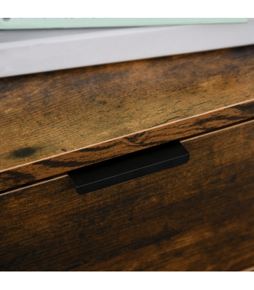 Industrial 3-Drawer Storage Chest Metal Frame Freestanding Unit Brown