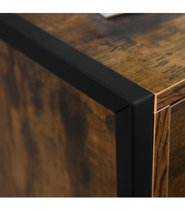 Industrial 3-Drawer Storage Chest Metal Frame Freestanding Unit Brown