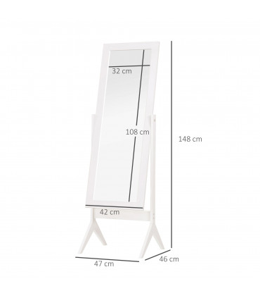 Tall Freestanding Dressing Mirror w/Adjustable Tilt White