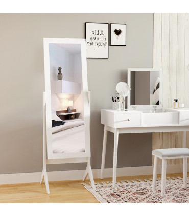 Tall Freestanding Dressing Mirror w/Adjustable Tilt White