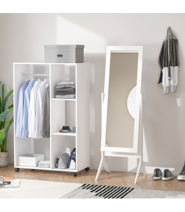 Tall Freestanding Dressing Mirror w/Adjustable Tilt White