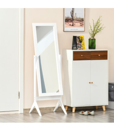 Tall Freestanding Dressing Mirror w/Adjustable Tilt White