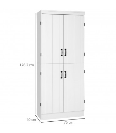 4-Door Kitchen Cabinet, ShelvesWhite