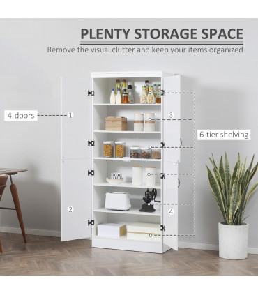 4-Door Kitchen Cabinet, ShelvesWhite