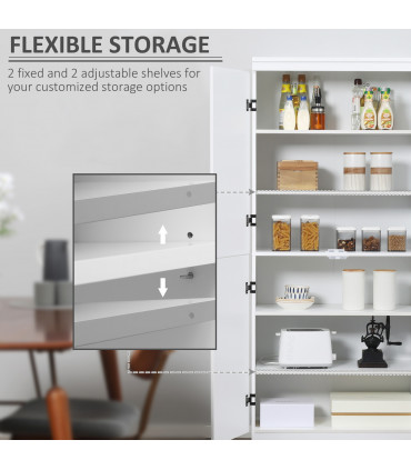 4-Door Kitchen Cabinet, ShelvesWhite