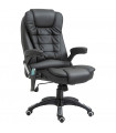 Executive Office Chair with Massage and Heat PU Leather Reclining Chair, Black