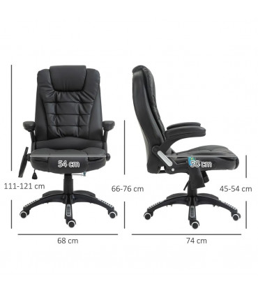 Executive Office Chair with Massage and Heat PU Leather Reclining Chair, Black