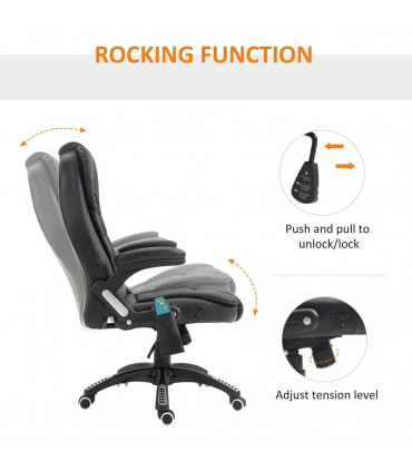 Executive Office Chair with Massage and Heat PU Leather Reclining Chair, Black