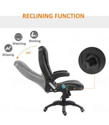 Executive Office Chair with Massage and Heat PU Leather Reclining Chair, Black