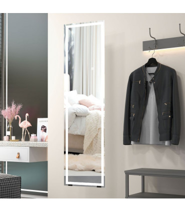 LED Lighted Full Length Mirror Dimmable Body Mirror White 40W x 2.9D x 150Hcm