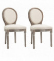 Wood Cream 51L x 55W x 96H cm Elegant French-Style Dining Chairs Foam Seat