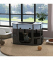 PawHut Portable Dog Pen for Puppies, Rabbits, Kittens, Guinea Pigs - Grey
