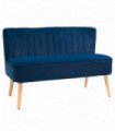 Velvet-Feel Double Sofa w/ Wood Frame Foam Padding High Back, Grey