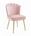Velvet-Feel Shell Luxe Accent Chair Home Bedroom Lounge with Metal Legs Pink