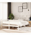 Bed Frame White Solid Wood 150x200 cm 5FT King Size