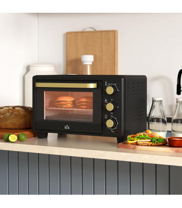 Countertop Oven 16L    Black Metal Stainless Steel Tempered Glass