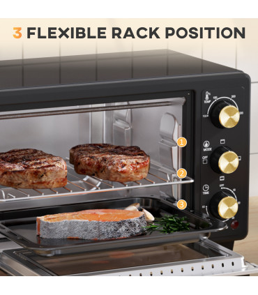 Countertop Oven 16L    Black Metal Stainless Steel Tempered Glass