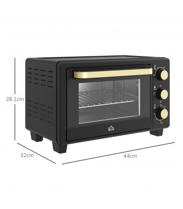 Countertop Oven 16L    Black Metal Stainless Steel Tempered Glass