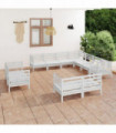 vidaXL 11 Piece Garden Lounge Set Solid Wood Pine White