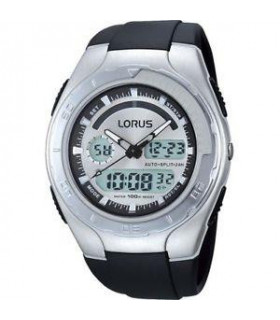 Lorus Mens Dual Time Black Strap Watch - R2389GX9