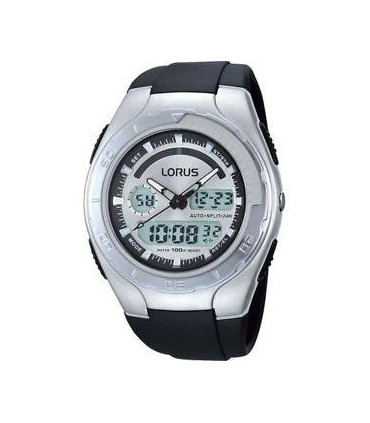 Lorus Mens Dual Time Black Strap Watch - R2389GX9