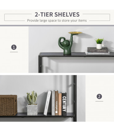 Console Table  2 Shelves MDF Steel Frame in Art Deco Square Style 76x106cm