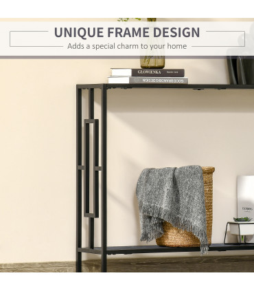 Console Table  2 Shelves MDF Steel Frame in Art Deco Square Style 76x106cm